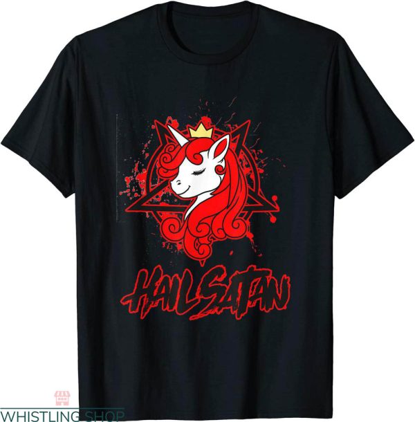 Hail Satan T-shirt Satanist Unicorn For A Crazy Death Metal
