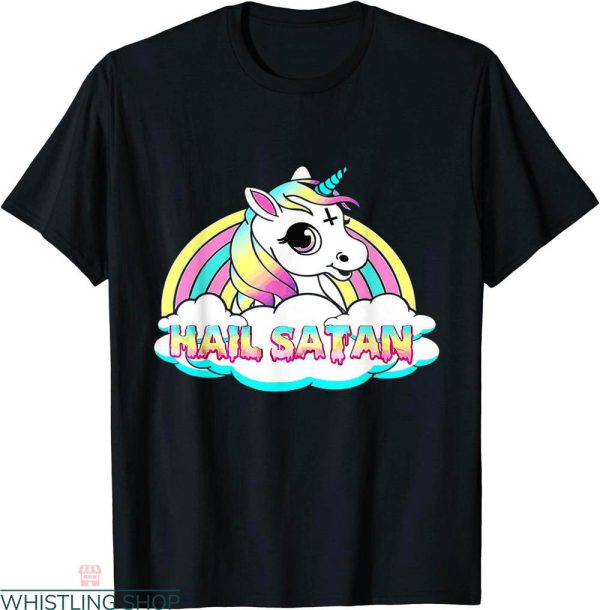 Hail Satan T-shirt Unicorn Satanist Rainbow Funny Satanic