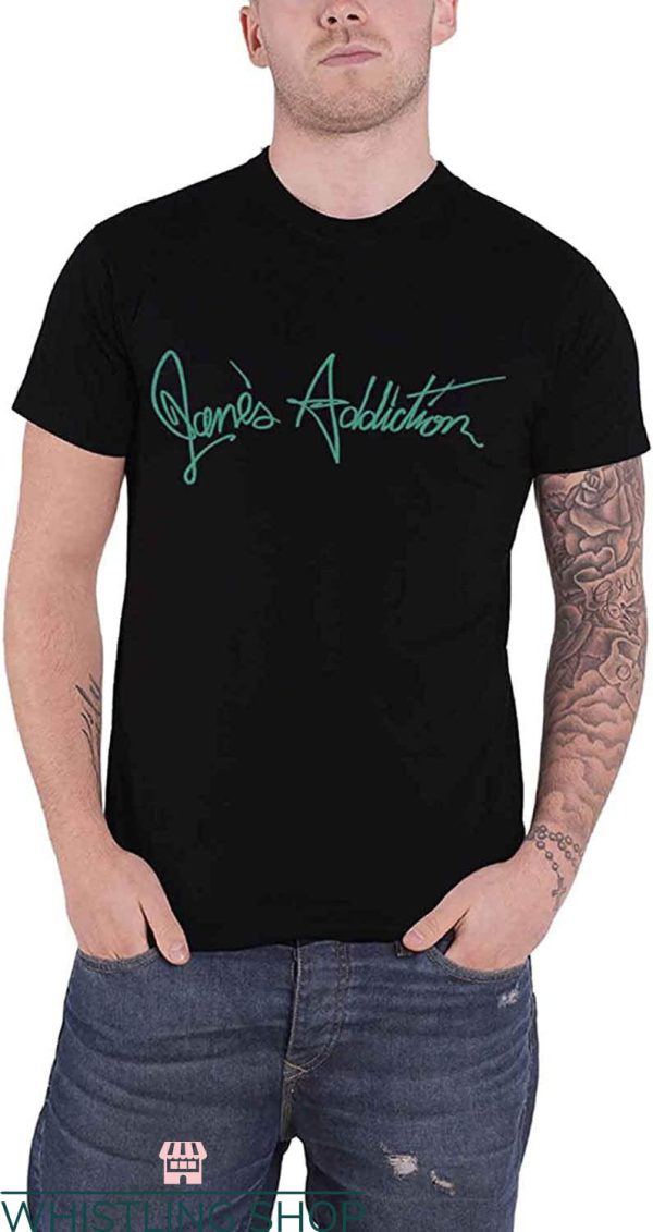 Jane’s Addiction T-Shirt Script Band Logo Official Mens Tee