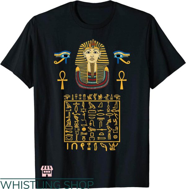 King Tut T-shirt King Tut Hieroglyphic Letters Symbols Shirt