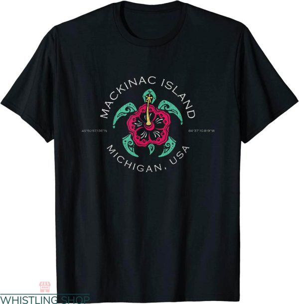 Mackinac Island T-shirt Cute Souvenir Turtle Hibiscus Flower