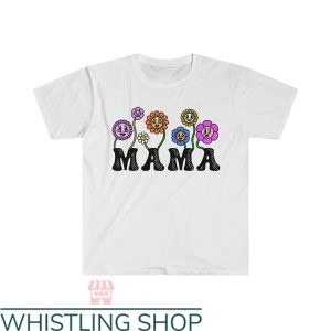 Mama Embroidered T-shirt Cute Wildflowers Mother Day 2023