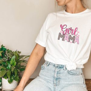 Mama Embroidered T-shirt Girl Mama Leopard Mother Day 2023