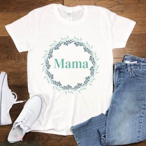 Mama Embroidered T-shirt Laurel Wreath Mama Mother Day 2023