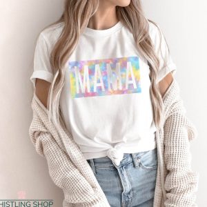 Mama Embroidered T-shirt Pastel Tie Dye Mother Day 2023