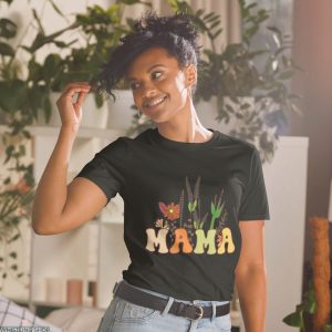 Mama Embroidered T-shirt Vintage Wildflower Mother Day 2023