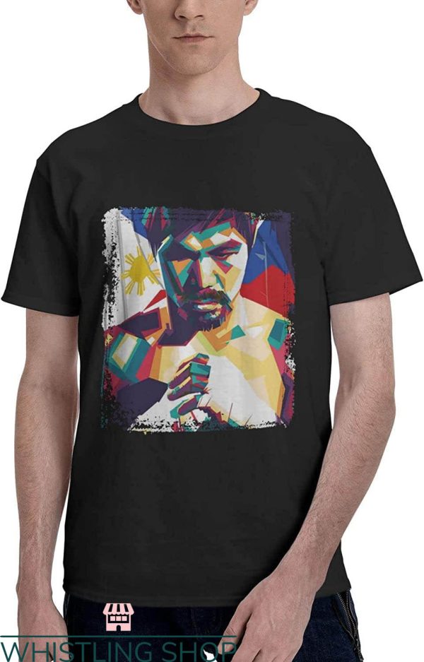 Manny Pacqiao T-Shirt Colorful Boxer Portrait Paint Trending