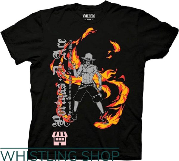 Momonga One Piece T-Shirt D. Ace Fire Fist Pirate Commander