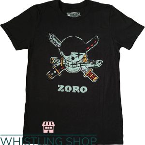 Momonga One Piece T-Shirt Roronoa Zoro Pirates Flag