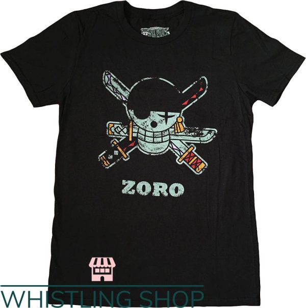 Momonga One Piece T-Shirt Roronoa Zoro Pirates Flag