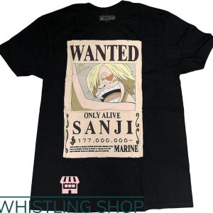 Momonga One Piece T-Shirt Sanji Wanted Bounty Only Alive