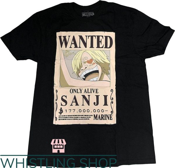 Momonga One Piece T-Shirt Sanji Wanted Bounty Only Alive