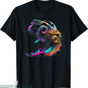 Monster Truck T-Shirt Jump Off Road Vehicle Colorful Dirt
