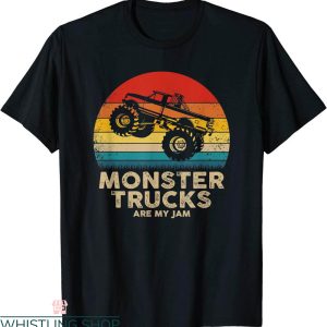 Monster Truck T-Shirt Monster Trucks Are My Jam Retro Sunset