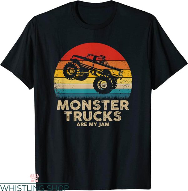 Monster Truck T-Shirt Monster Trucks Are My Jam Retro Sunset