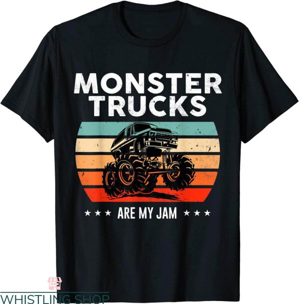 Monster Truck T-Shirt Trucks Are My Jam Retro Sunset Cool