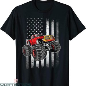 Monster Truck T-Shirt USA Patriotic Flag American Vehicle