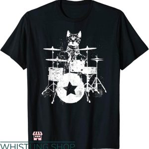 Punk Rock T-shirt Punk Rockstar Kitten Kitty Cat Drummer