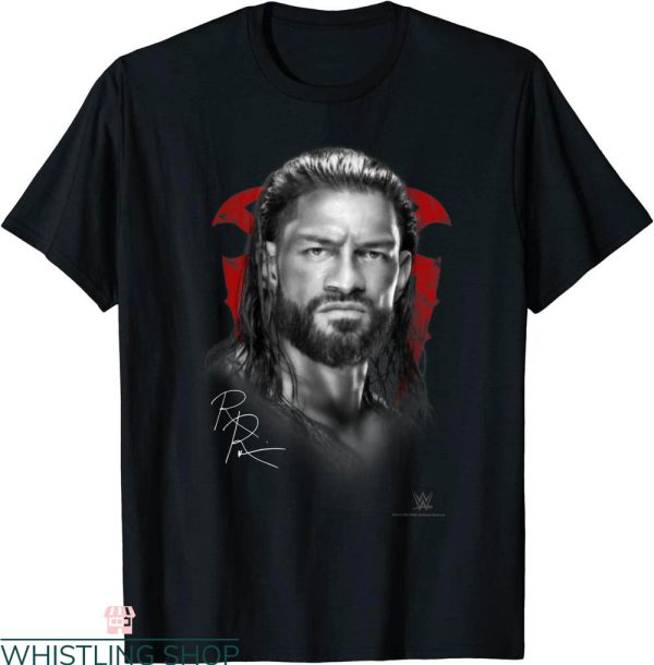 Roman Reigns T-Shirt WWE Black And White Face Photo Portrait