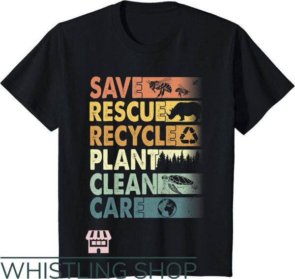 Save The Planet T-Shirt Rescue Animals Recycle Plastics Tee