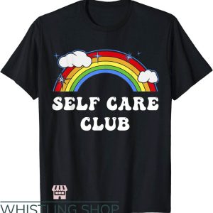 Self Care T-Shirt Cute Rainbow Mental Health Yoga Meditation