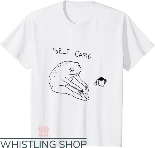 Self Care T-Shirt Frog Drinking Tea Tee Trending