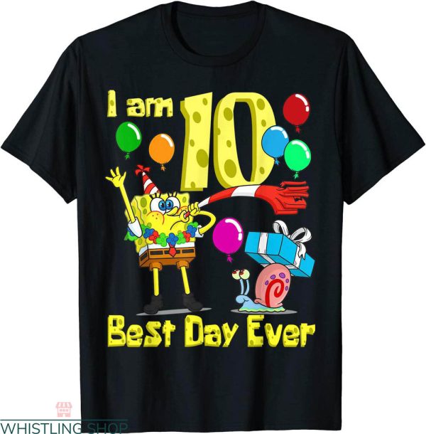 Spongebob Birthday T-shirt I Am 10 Best Day Ever Party