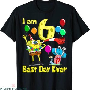Spongebob Birthday T-shirt I Am 6 Years Old Birthday Party