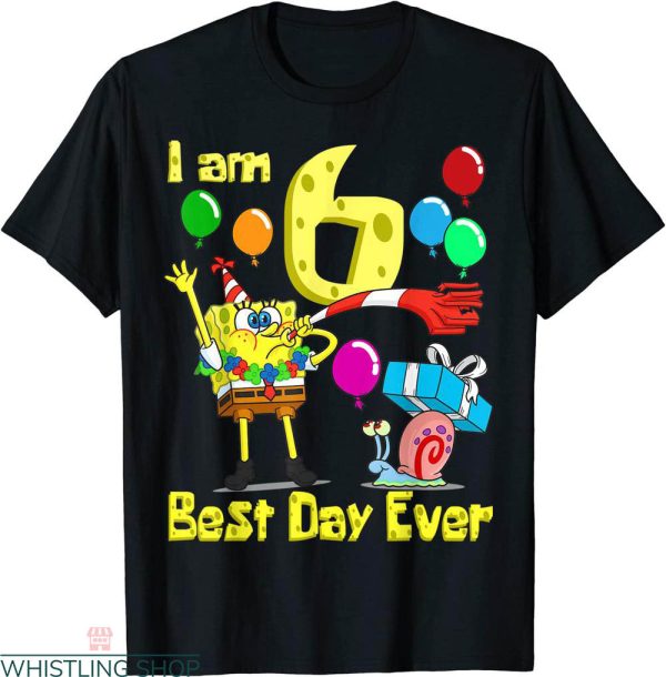 Spongebob Birthday T-shirt I Am 6 Years Old Birthday Party