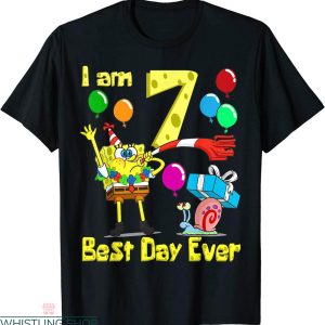 Spongebob Birthday T-shirt I Am 7 Years Old Birthday Party