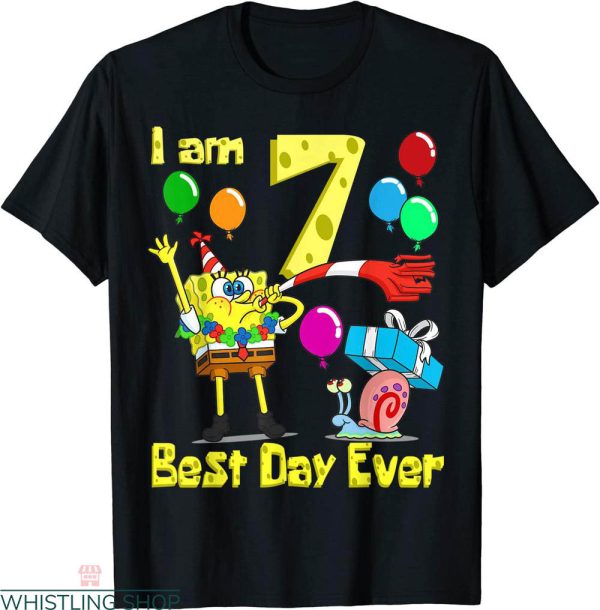 Spongebob Birthday T-shirt I Am 7 Years Old Birthday Party