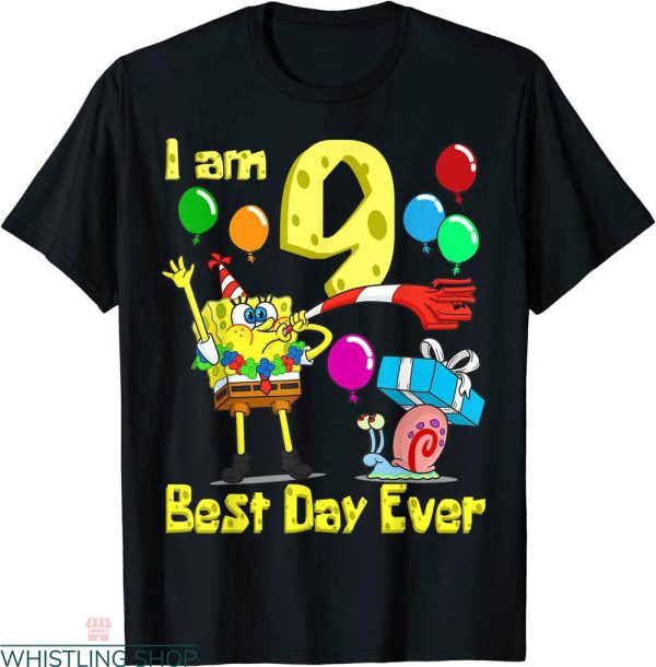 Spongebob Birthday T-shirt I Am 9 Best Day Ever Theme Party