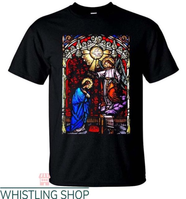 Stained Glass T Shirt Blessed Virgin Mary Tee Shirt