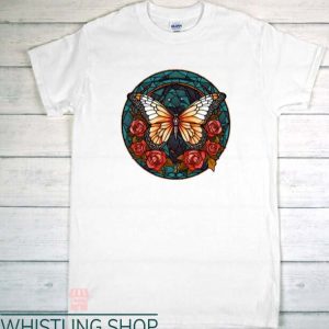Stained Glass T Shirt Butterfly Flowers Boho T Shirt