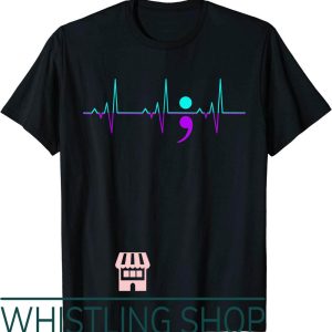 Suicide Awareness T-Shirt Heartbeat Happy Ribbon Support