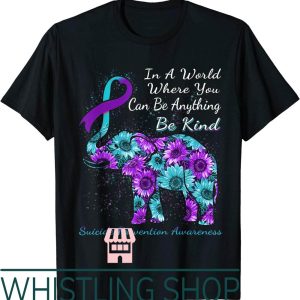 Suicide Awareness T-Shirt Prevention Sunflower Elephant Kind