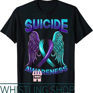 Suicide Awareness T-Shirt Wings And Ribbon Prevention
