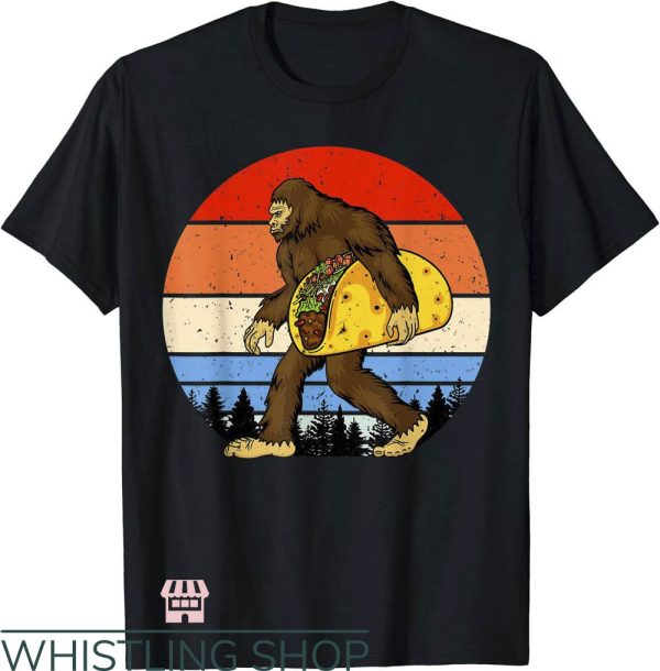 Taco Bell T-Shirt Funny Bigfoot Holding Taco Art Shirt