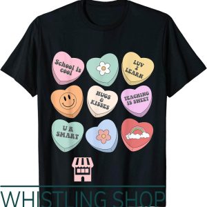 Teacher Valentine T-Shirt Conversation Heart Groovy Day Cute