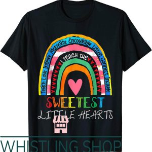 Teacher Valentine T-Shirt Day Rainbow Sweetest Hearts