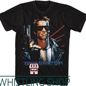 Terminator 2 T-Shirt SciFi Action Movie Arnold Serious Gun