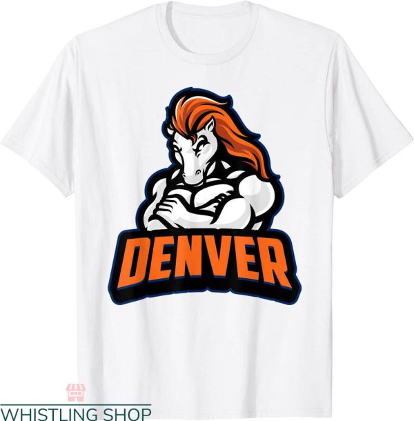 Vintage Broncos T-Shirt Muscular Bronco American Football