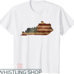 Vintage Kentucky T-Shirt Vintage US Flag Patriotic Map NFL