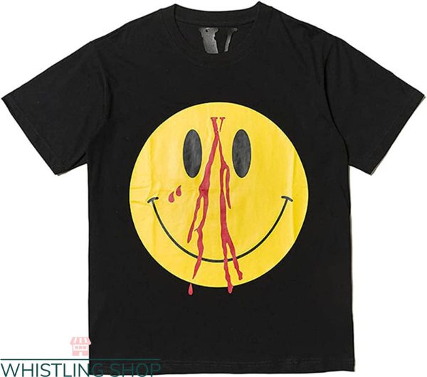 Vlone Friends T-Shirt Big V Blood Smiley Face T-Shirt