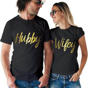 Wifey Hubby T-shirt Funny Matching Couple Newlywed Couple