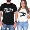 Wifey Hubby T-shirt Just Wedding Honeymoon Couple Est 2023