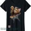 Womens Cat T Shirt Lovely Kitten Cracked