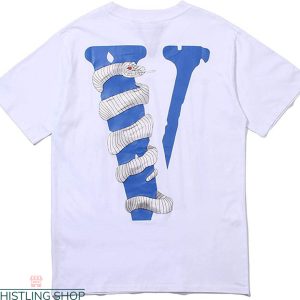Youngboy Vlone T-Shirt Blue Vlone Cool White Snake Typography