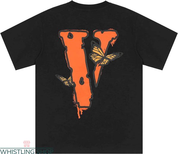 Youngboy Vlone T-Shirt Orange Vlone Butterfly Typography