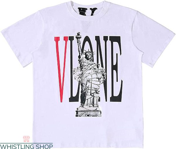 Youngboy Vlone T-Shirt Statue Of Liberty With Barbed Wire